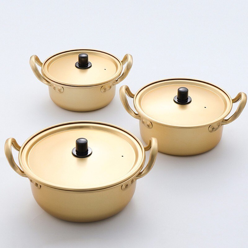 Szykowne złote garnek robić zupy ze stopu aluminium nie-Stick garnek robić mleka Stockpot kuchenka sałatka miska na makaron kuchnia narzędzia kuchenne 1PC zestaw garnków