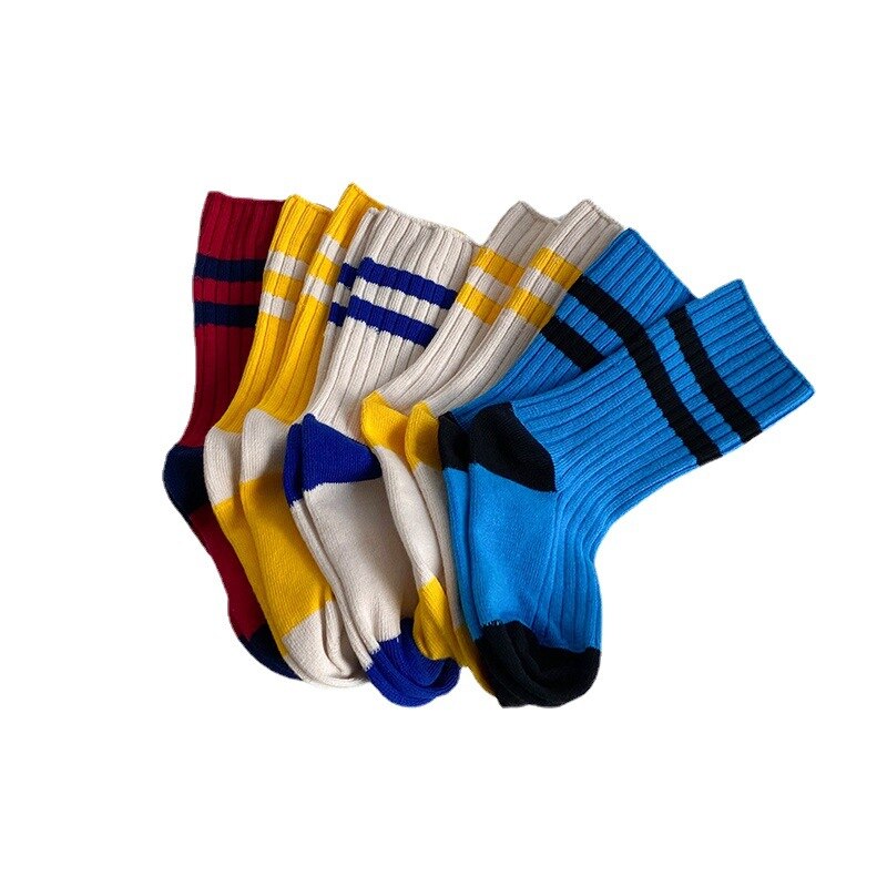 5 Paren/partij Kids Sokken Lente &amp; Herfst Katoen Gestreepte Knie Hoge Sokken Voor Jongens En Meisjes Kinderen Sokken 1-8 Jaar
