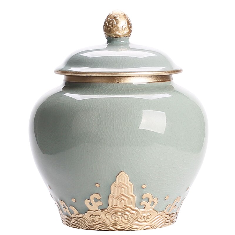 Chinese-style Ceramic Large Tea Cans Sealed Cans Enamel Retro Generals Cans Dried Fruit Snack Storage Cans Home Decoration