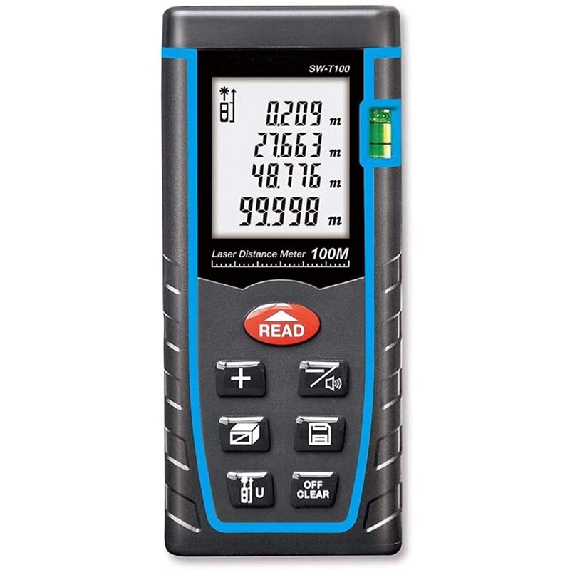 Afstand Meten Meter Infrarood Heerser Meetlint Met Bubble Gebied/Volume Diastimeter Apparaat Tester Tool 0.05-100M: Default Title