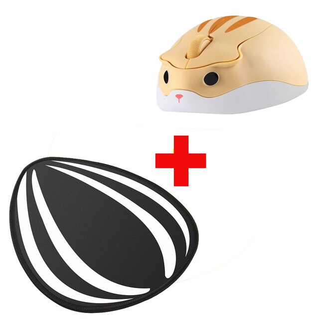 Leuke Cartoon Draadloze 2.4G Muis Hamster Mause Ergonomische 3D Optische Kids Kantoor Computer Muizen Voor Pc laptop: Yellow Mouse And Pad