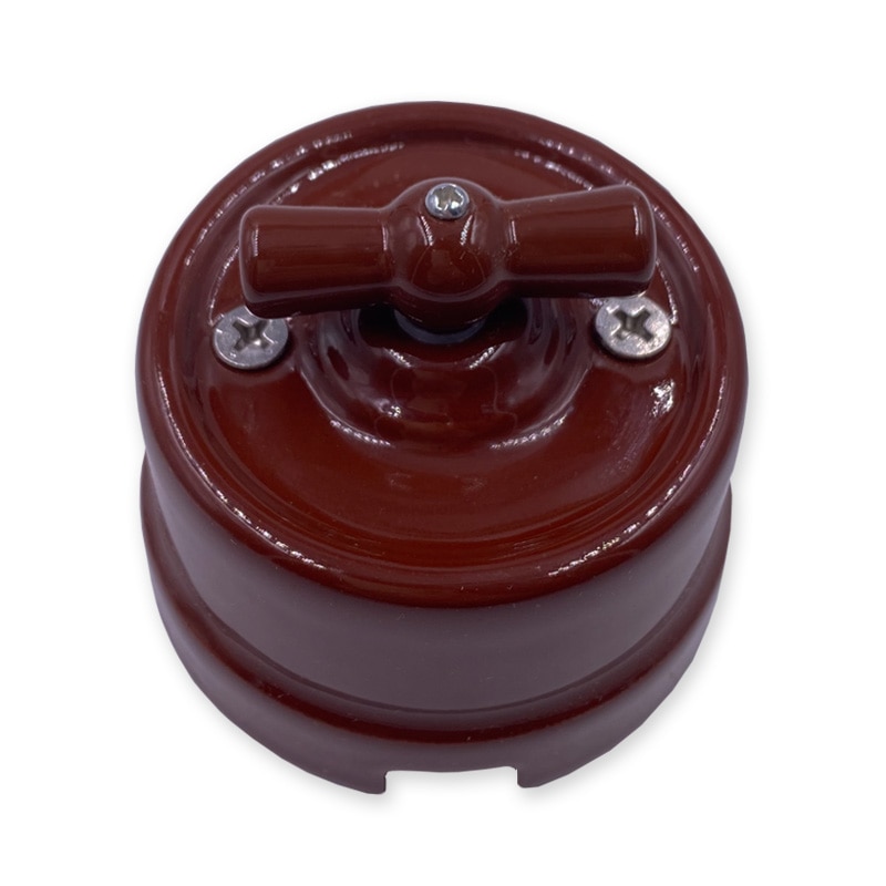 Home Improvement High Wall Light Knob Switch Ceramic Rotary Switch and 1-3 Gang Wooden Base