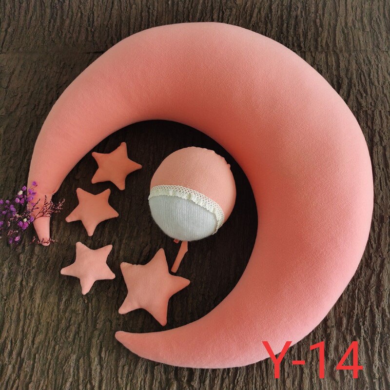 Moon Pillow Newborn Photography Prop Baby Posing Pillow Star Hat Set Baby Body Poser for Studio Photo: 14