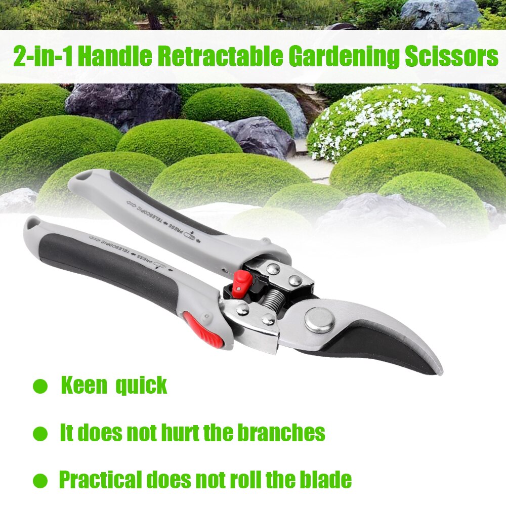 2-in-1 Handle Garden Pruning Shear Tools Carbon Steel Bonsai Pruners Tree Flower Fruit Branch Pruning Scissors Easy Pruners