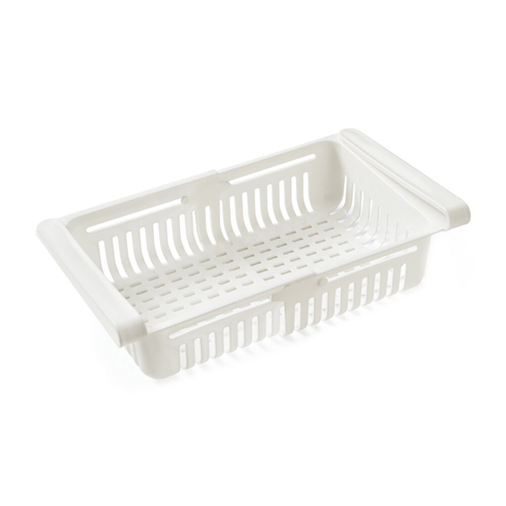 Household Pull-out Refrigerator Storage Box Holder Food Organizer Drawer Shelf: White