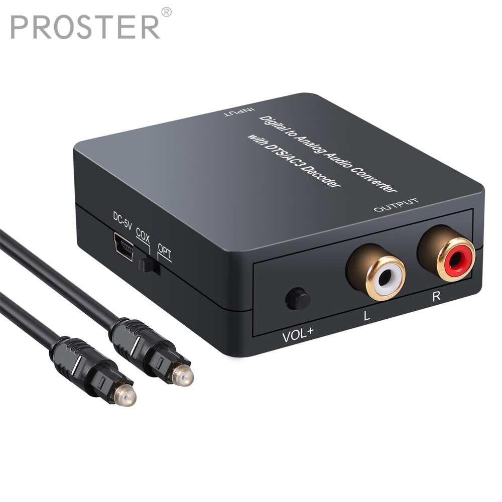 Proster Digitaal Naar Analoog Audio Decoder Converter Voor Dts/Pcm 5.1CH Om 2CH Stereo Audio Volumeregeling Spdif Toslink /Coaxiale