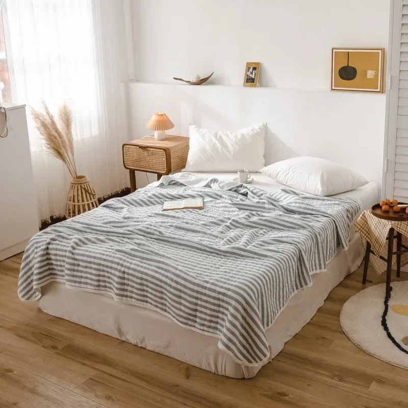 Streifen Baumwolle Sommer decke für Bett weiche haut freundliche Königin Stepp decke für Sommer klimaanlage dünne Bettdecke atmungsaktiv: uns-Königin / MULTI