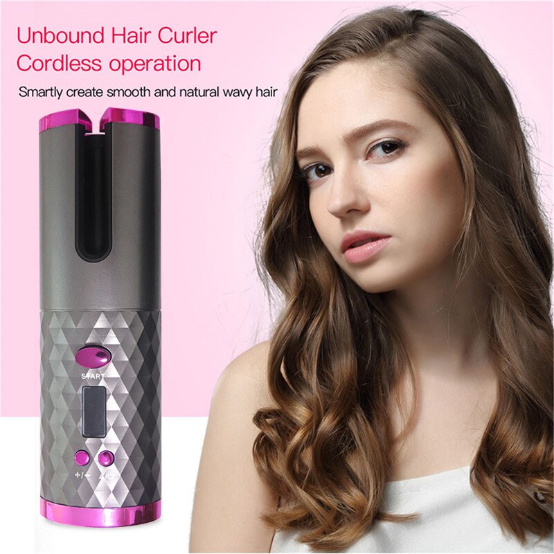 Hair Curler Wireless USB Curling Iron Automatic Rotating Rechargeable Airwrap Hairstyler LED Air Wrap Styler Curlers for Hair