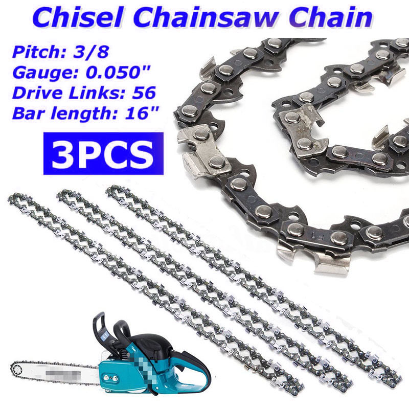 3x 16 inch Bar Chainsaw Chain Semi Chisel 3/8LP .0... – Grandado