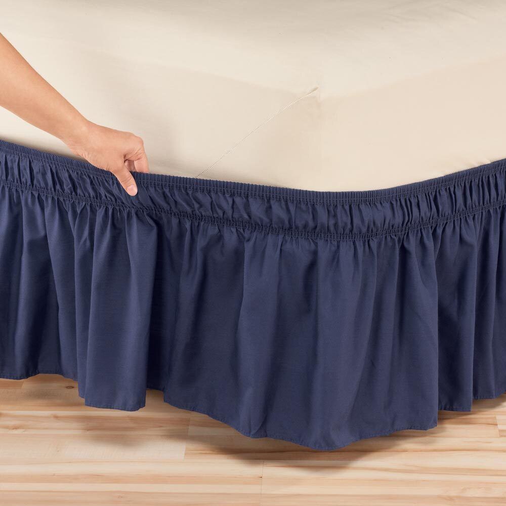 Grande jupe de lit d&#39;hôtel à enrouler, chemises de lit élastiques sans Surface de lit, double/Full/ Queen/ King, taille 38cm, décoration de la maison: Navy Blue / 150 x 200 x 38cm