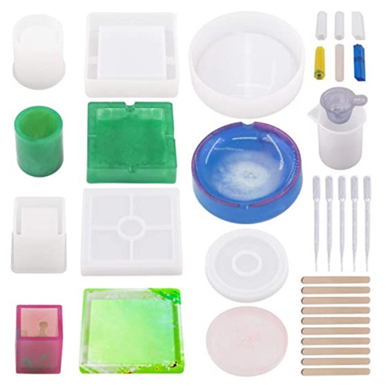 DIY crystal epoxy set silicone mold crafts epoxy resin mold pottery clay plaster kitchen accessories tools