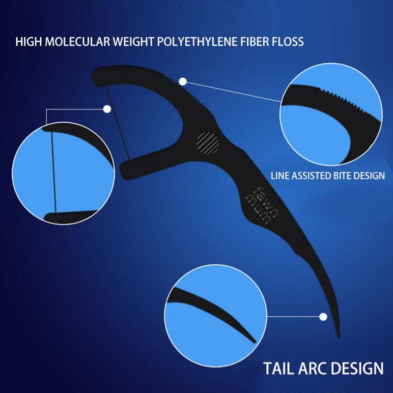 50pc/Set Black Dental Floss Teeth Stick Tooth Picks Interdental Brush Teeth Clean Toothpick Flosser With Box Health