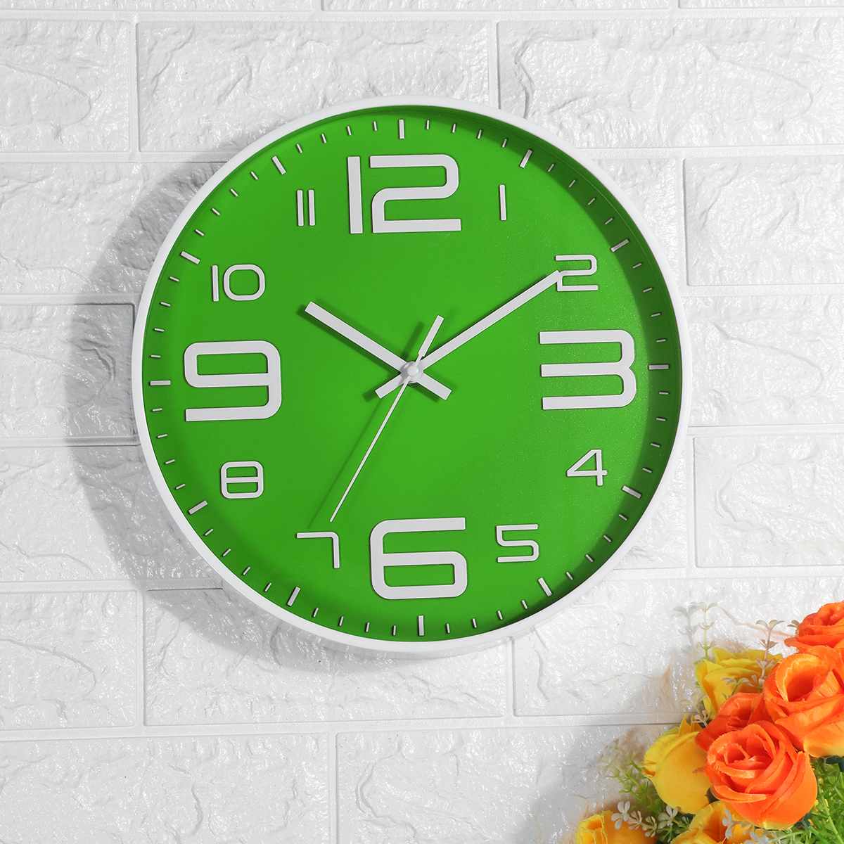 Styl skandynawski zegar ścienny okrągły wystrój domu duży zegar ścienny styl 3D nowoczesny robić salonu zegary kwarcowe ciche robić domu: zielony