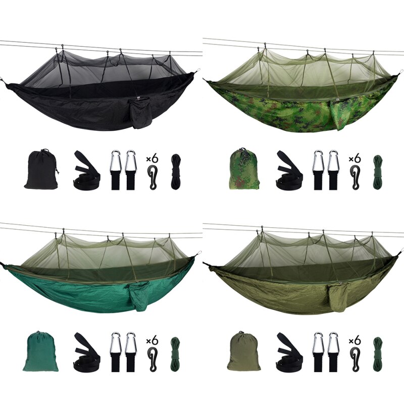 Double Outdoor Person Travel Camping Hanging Hammock Bed Wi Mosquito Net Set Tents Tents & Shelters Camping & Hiking