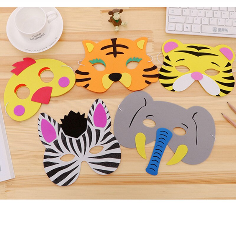 Masque d'animaux 8 pièces, masque d'animaux en mousse EVA, forme de la Jungle, décorations de fête d'anniversaire pour enfants, décoration de réception pour bébé