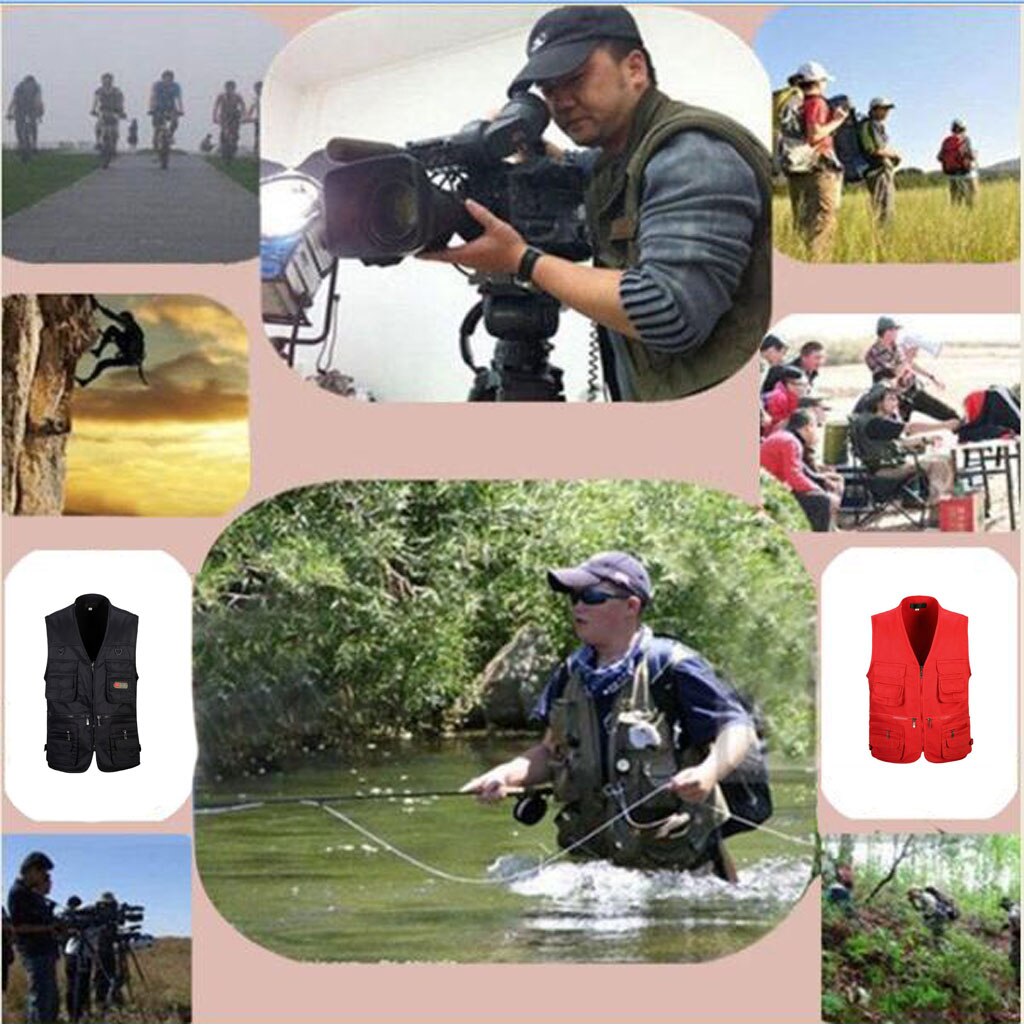 Men's Outdoor Multi-Pocket Vest Travel Fly Fishing Photography Quick-Dry Jac Outdoor Camping Fishing Apparel Accessories
