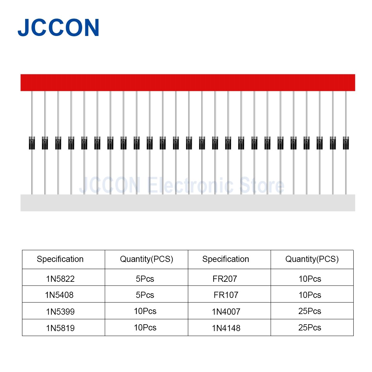100Pcs DIP Diode Fast Switching Schottky Diode Kit Set 1N4007 FR107 FR207 1N5819 1N5399 1N5408 1N5822 8Values