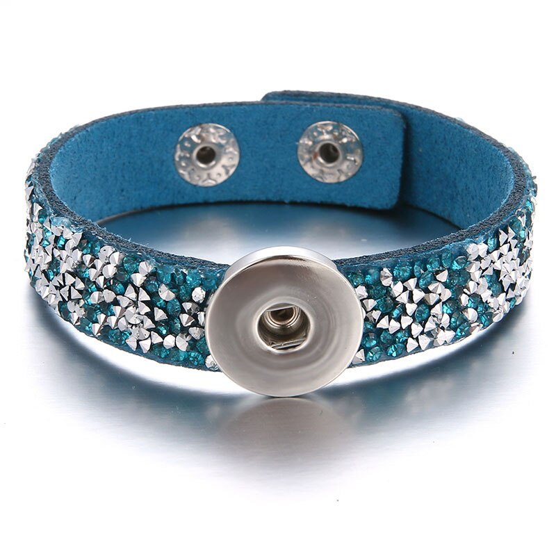 Mode Kristal Strass Fluwelen Snap Armband 18Cm Fit 18Mm Snap Knoppen Snap Sieraden SE0210