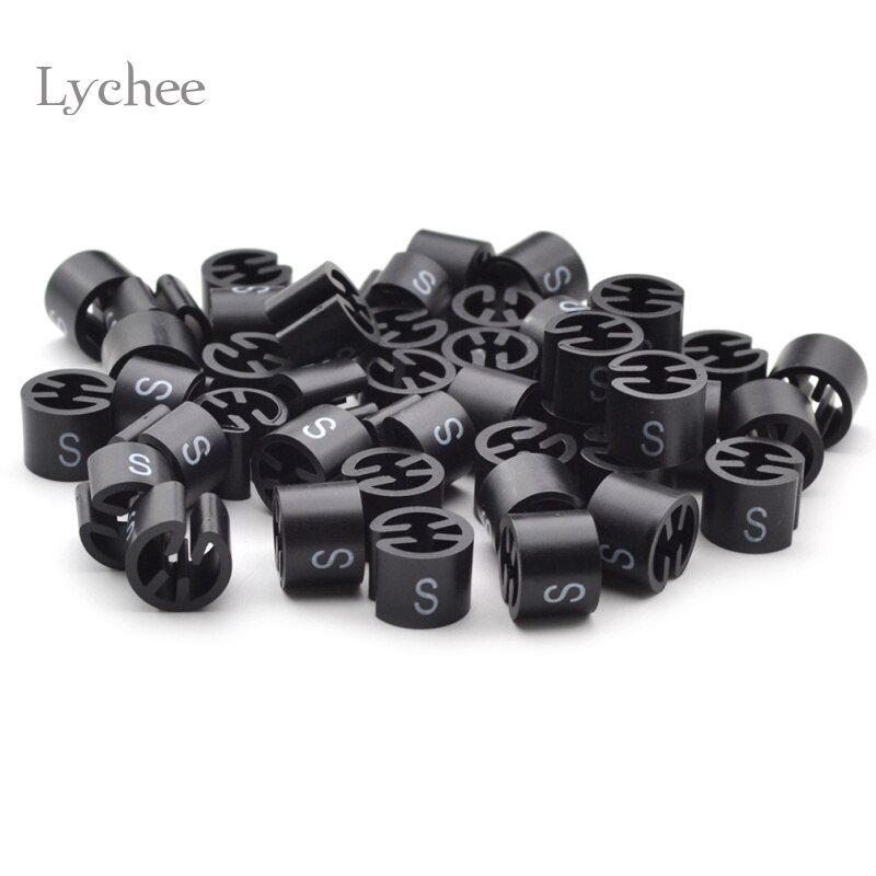 Lychee life 100 stykker sort bøjle sizer tøjmærker markører størrelsesdeler størrelsesmarkør til bøjler xxs -4xl trykt: S