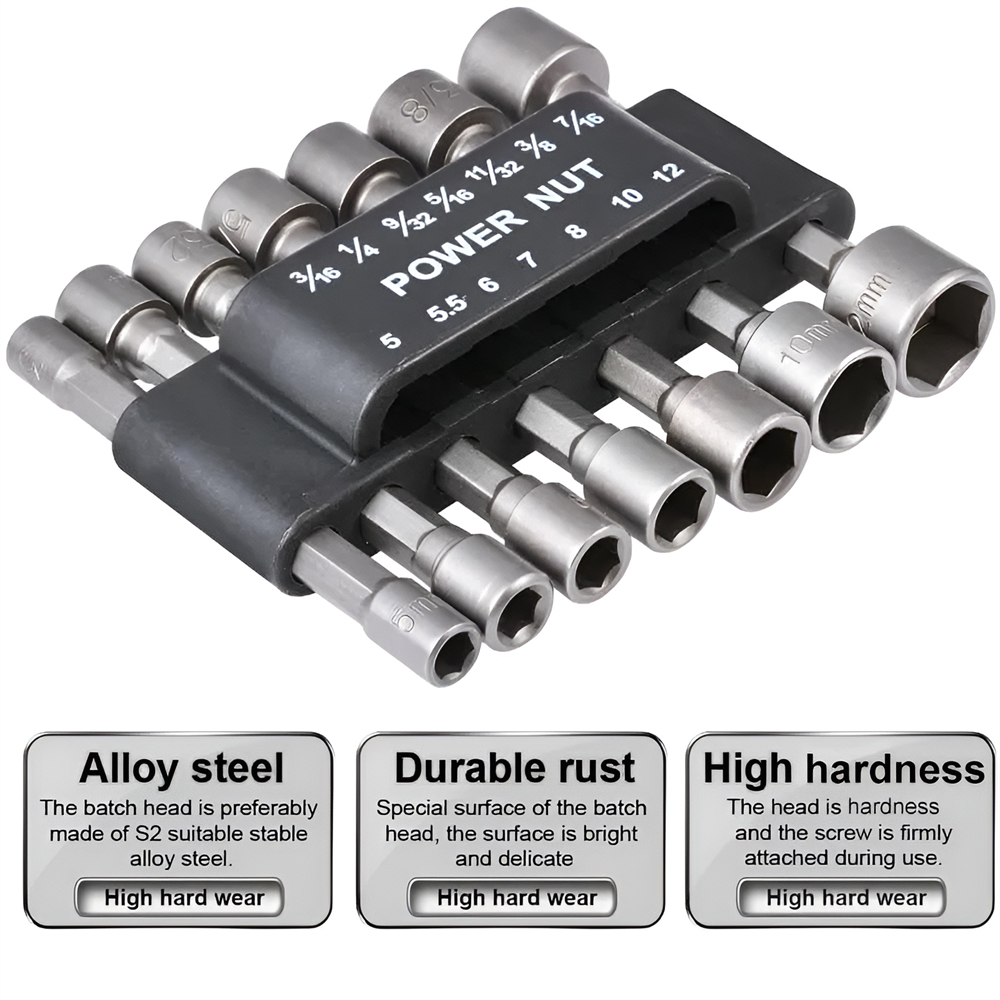 9/14 Stuks Zeskant Dopschroef Mof Nozzles Moer 1/4 "Schroevendraaier Bit Set 5-13Mm Schroevendraaier Set Vaste Boor Set Handgereedschap