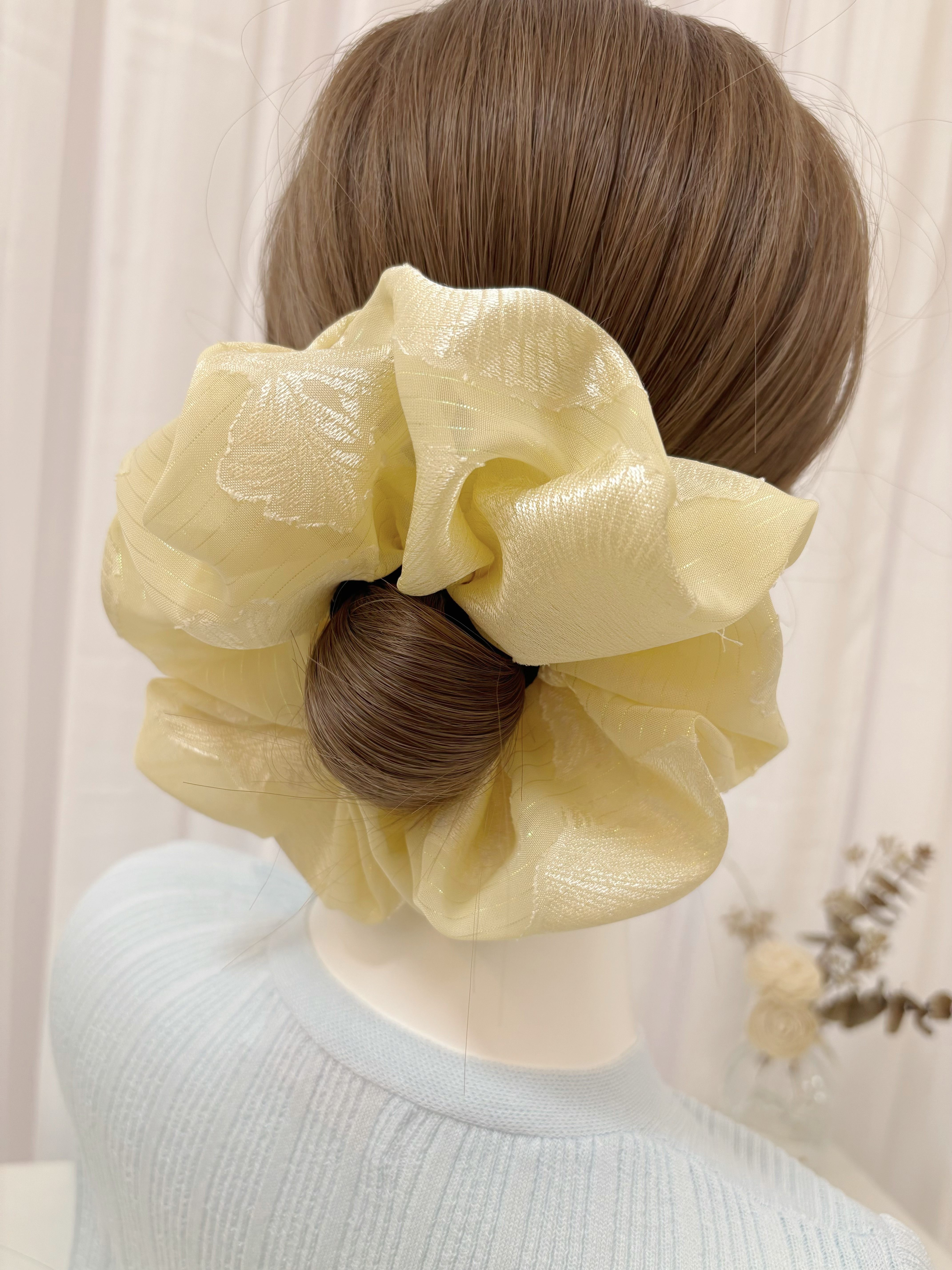 Novo grande elegante bordado scrunchies estilo coreano pacote de cabelo para mulheres exageradas hairbands para meninas acessórios para o cabelo: CINZA