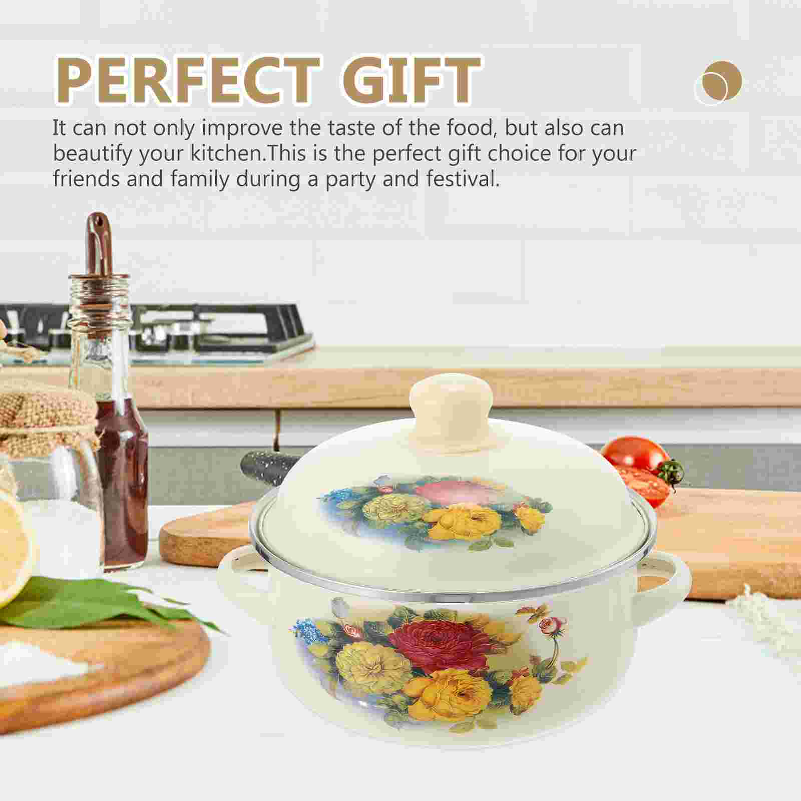 Kitchen Stockpot Enamel Soup Cooking Pot Durable Stock Pot Instant Noodle Pot