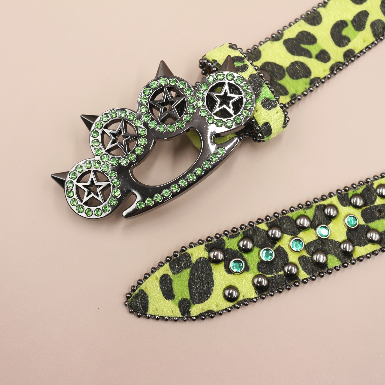 Women's Jeans Leopard Rhinestone Large Size Belt Men's Belt Western Denim Shiny Rivet Leather HipHop Rock Y2K Style Belt