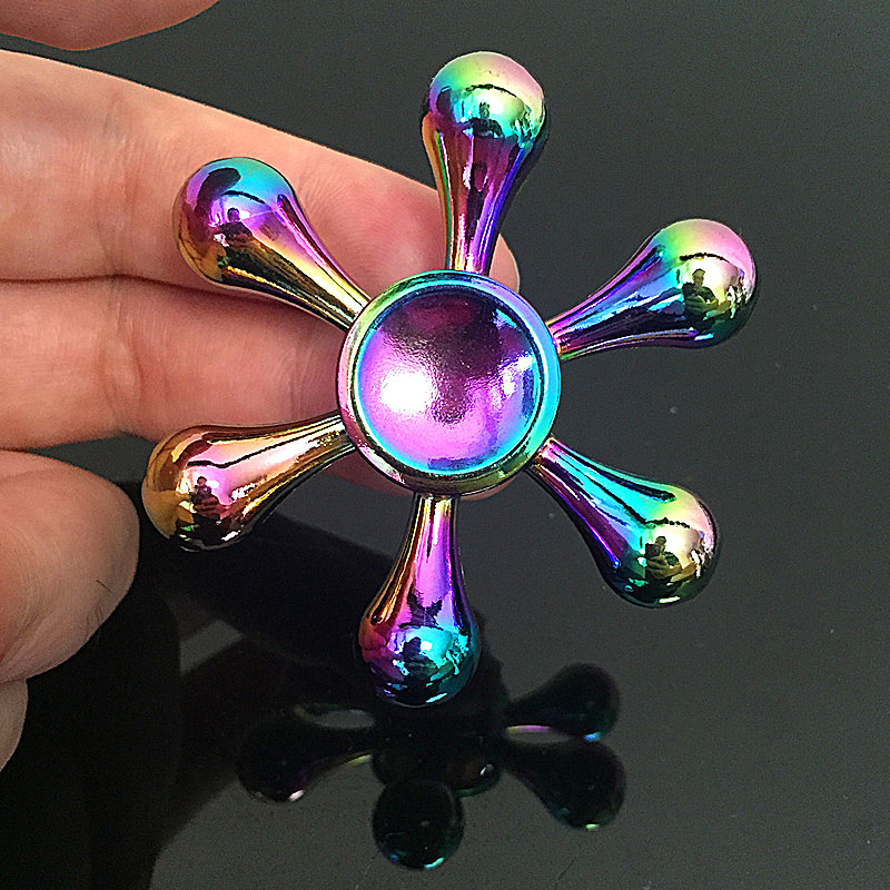 Zes Fidget Spinner Metal Rainbow Dragon Hand Vinger Spinners Autisme ADHD Focus Angst Relief Stress SZJD