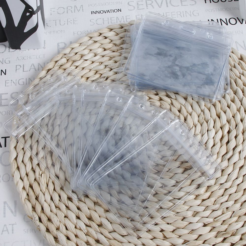10 Stks/partij Horizontale Transparante Vinyl Plastic Id-kaart Badge Houder Rits Clear Card Cover Waterdicht Bank Credit Kaarthouder