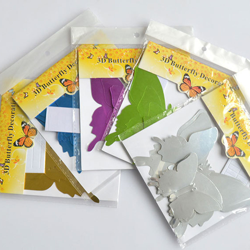 Pegatinas de pared plateadas con mariposas para decoración del hogar, dormitorio, decoración para sala de estar, arte 3D, 12 Uds.