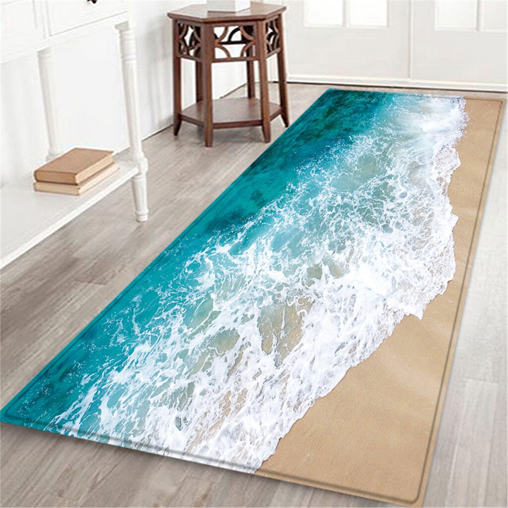 Bademåtte 60 x 180 cm marinemaleri tryk tæppe gang dørmåtte skridsikker tæppe absorbere vand køkkenmåtte tapis salle de bain  g806: -en