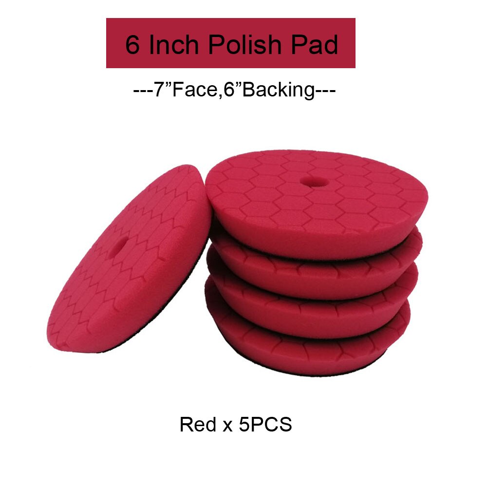 HUTU 3/5/6 Inch Sponge Polishing Pad Waxing Buffing Pads Kit Glossy Pad 125mm Car Headlights Polishing Disc For RO/DA Polishier: 6inch Red x5pc