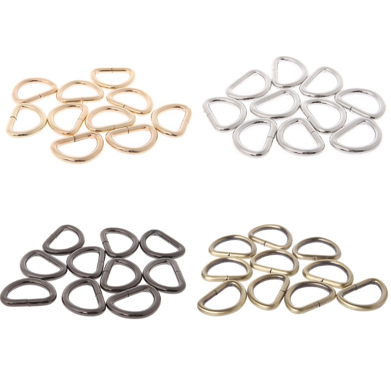 10pcs 12/15/2/25/32/38mm Strap Buckle Inner Width Metal Half Round Shaped Non Welded D Ring DIY Bag Accessories