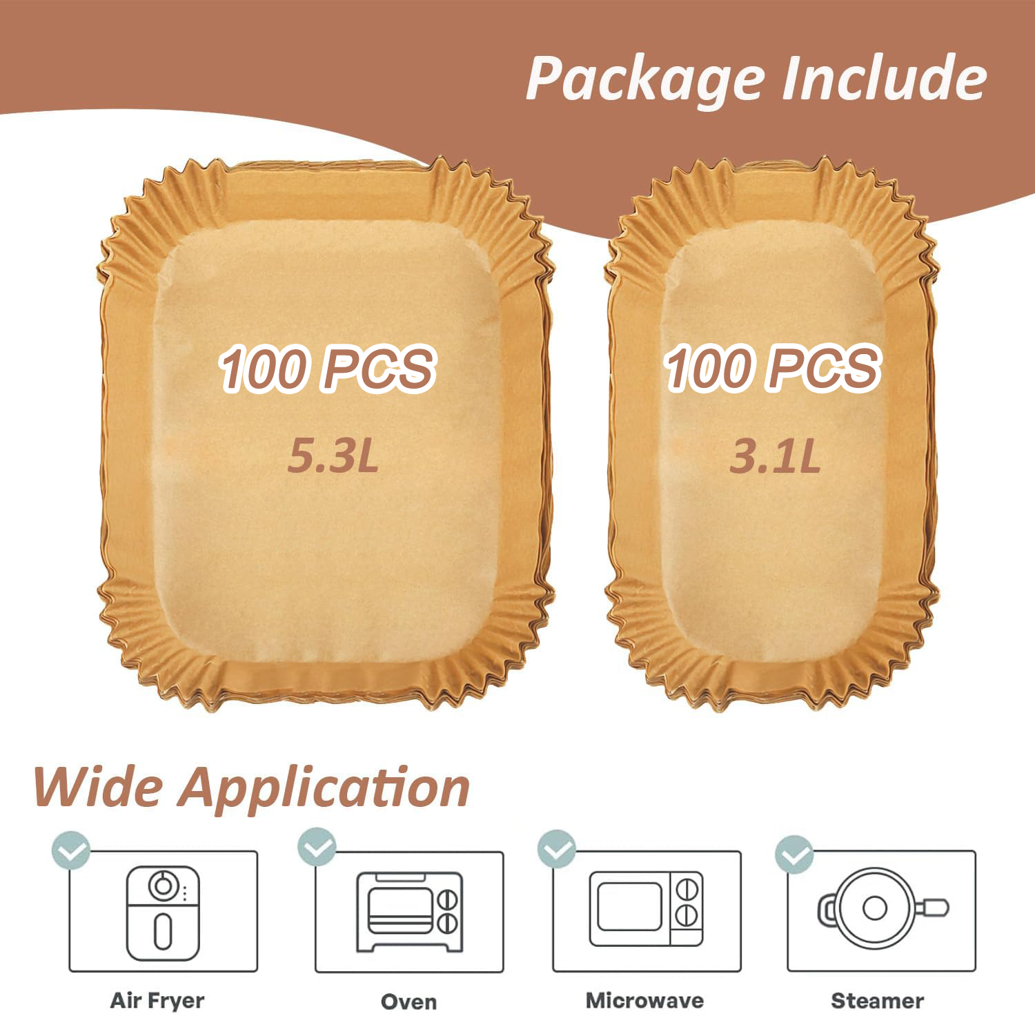 Papel para hornear para freidora de aire Papel pergamino compatible con Moulinex EZ 901820 5,2/3,1 L, Serie 3000,Cecotec 5,5/3,5L: Chocolate