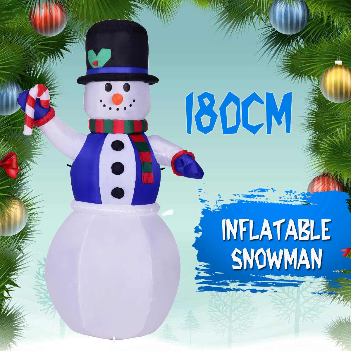 Géant gonflable père noël en plein air décoration de noël pour la maison cour jardin 1.5m noël pain d'épice bonhomme de neige pour la fête de nouvel an: E US Plug