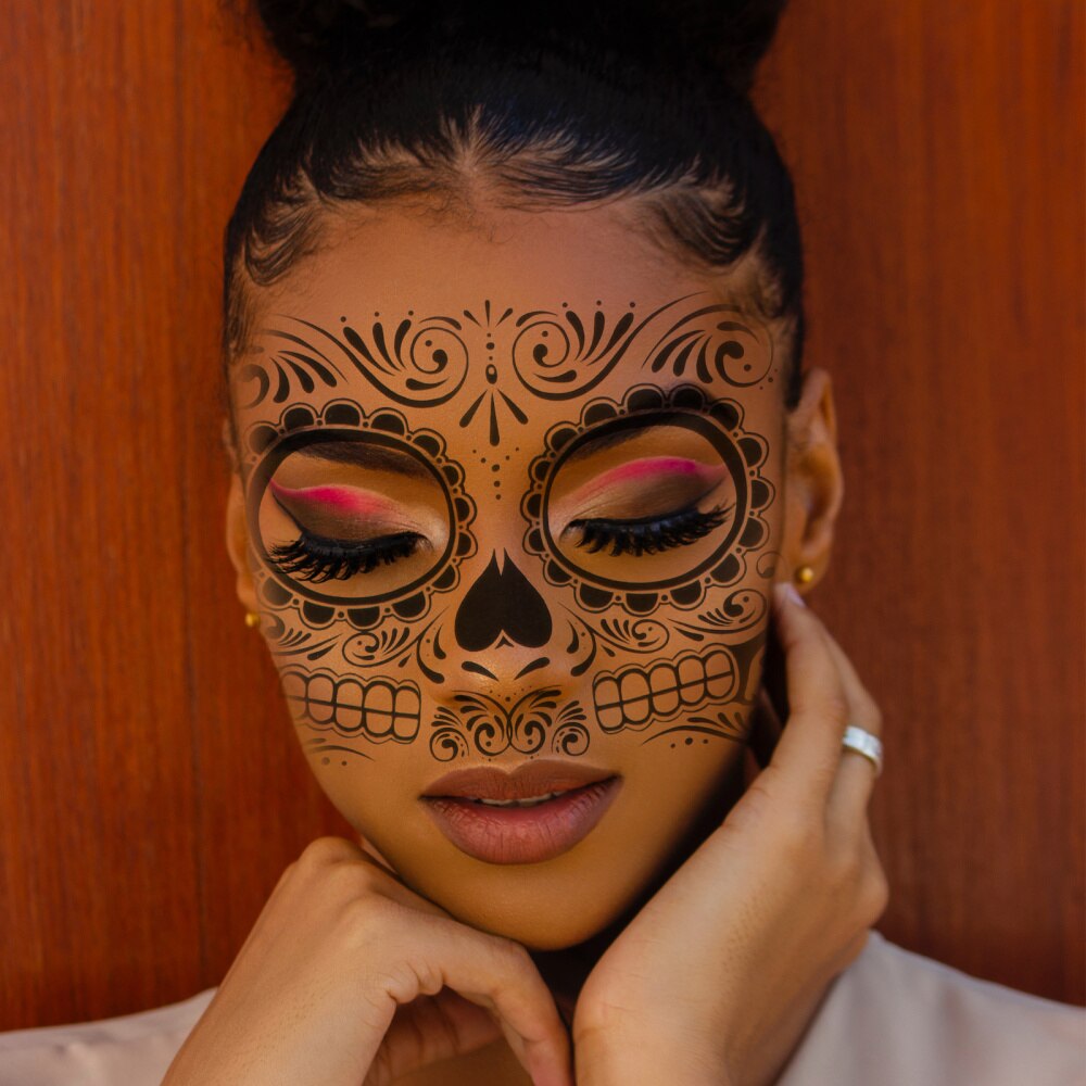 10 Vellen Schedel Tijdelijke Gezicht Tattoos Gezicht Stickers Voor Halloween Party