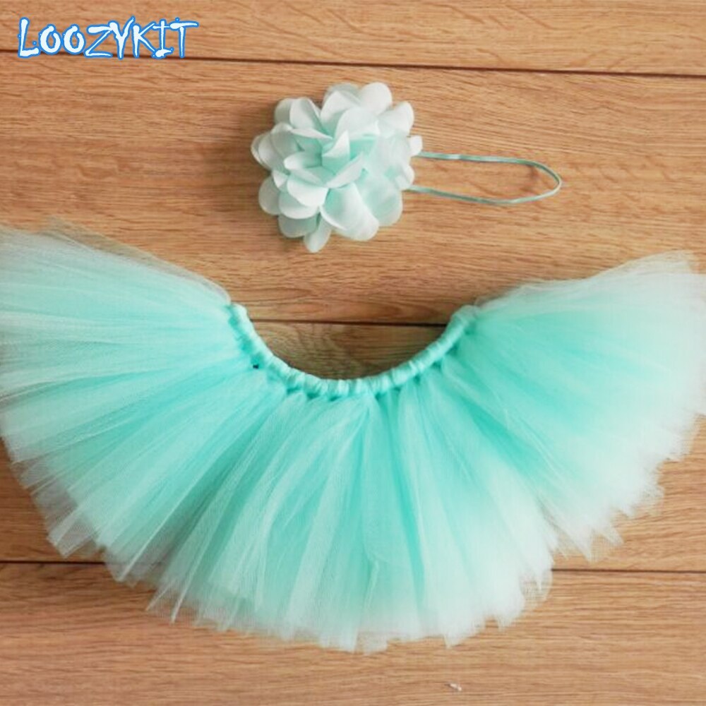 Meisje Tule Tutu Rok En Bloem Hoofdband Set Pasgeboren Fotografie Props Baby