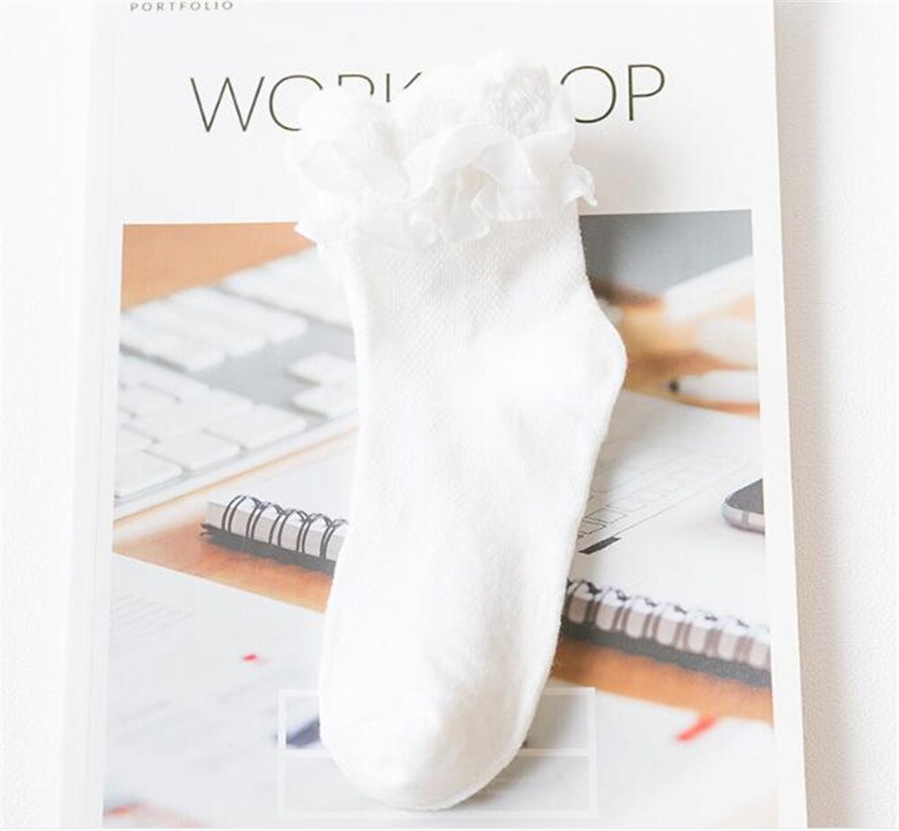 Lolita jeune fille japonaise belle femme chaussettes courtes multiples couleurs coton Socks B425: white