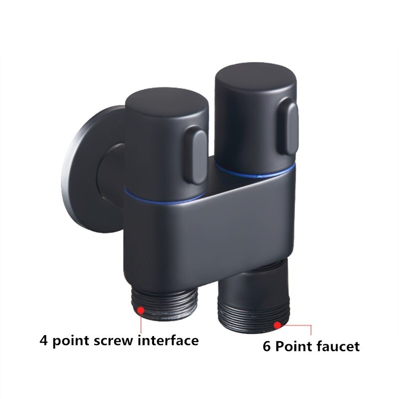 Black G1/2 Mini Multi-function Faucet Brass One Into Two Out Dual Control Washing Machine Tap Three-way Toilet Triangle Valve: D