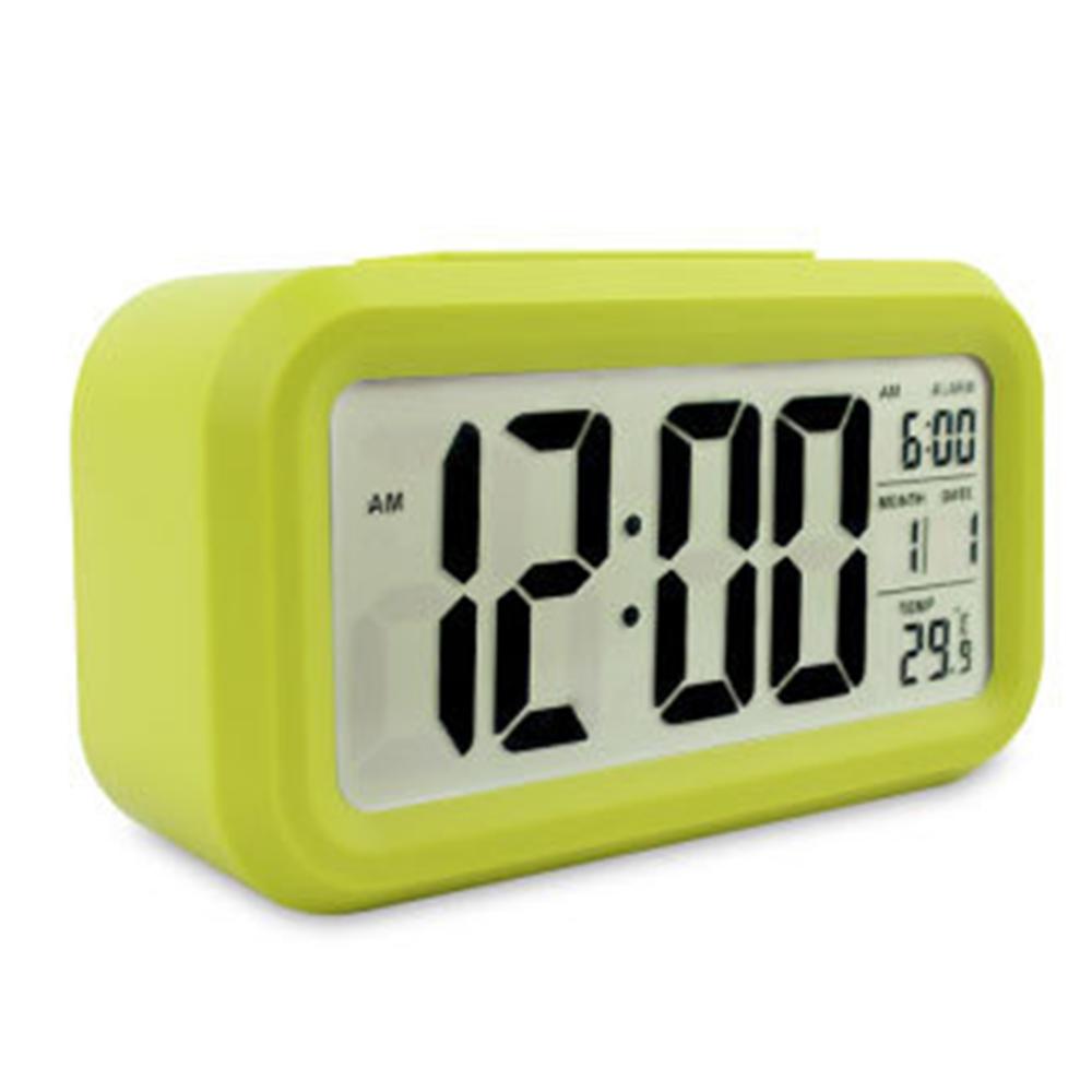 Reloj despertador Digital recargable por USB, reloj para estudiante con pantalla LCD grande para mesita de noche, reloj con Sensor de luz y retroiluminación: 2 green