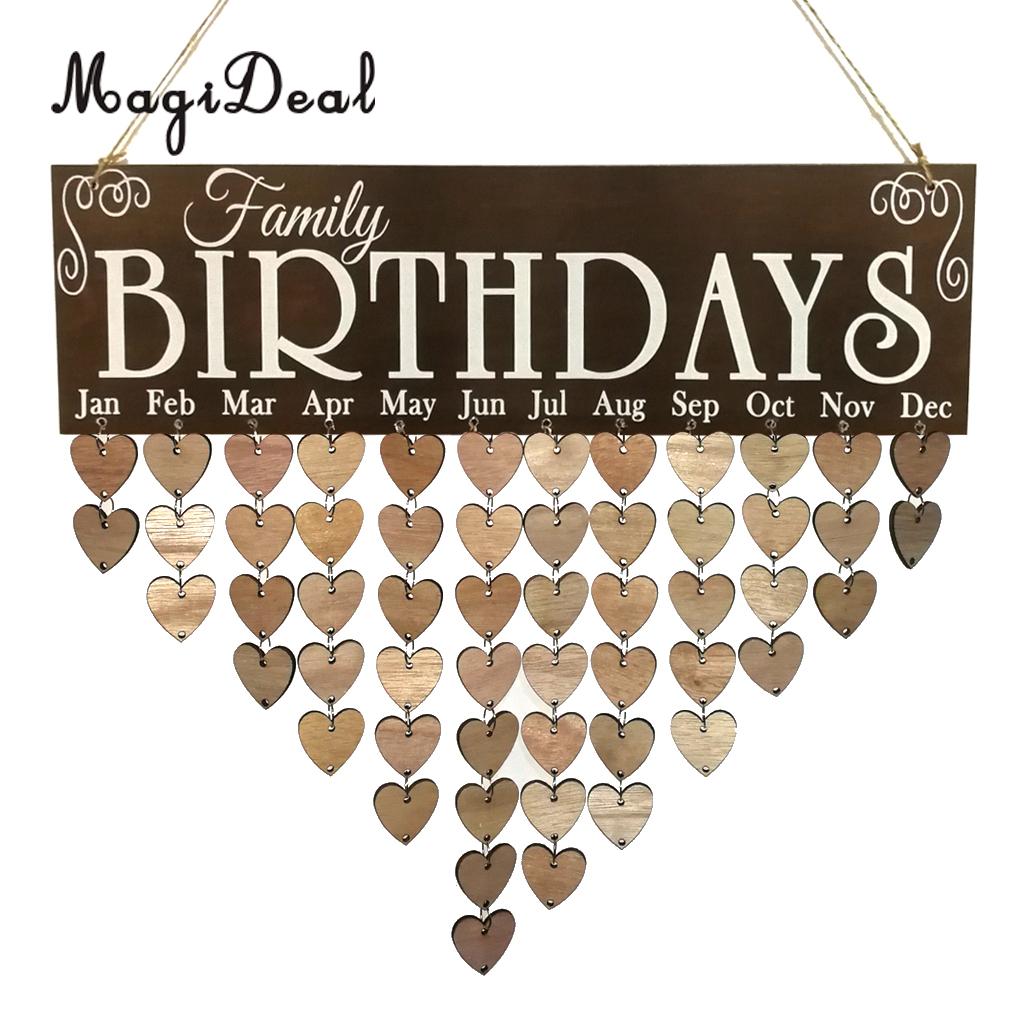 Magideal familjen födelsedagar påminnelse kalender träskiva plack skylt hängande dekor