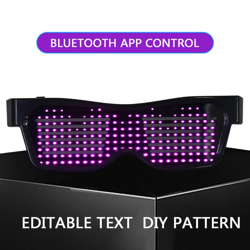 Smarte bluetooth led -briller blinkende solbriller mobiltelefon app -forbindelse trådløst dynamisk mønster briller