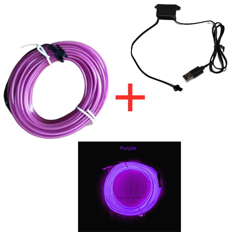 2M Auto Innen Dekorative Lampen Streifen Atmosphäbetreffend Lampe Kaltes Licht Dekorative Armaturenbrett Konsole Auto LED Umgebungs Lichter Adapter: Lila