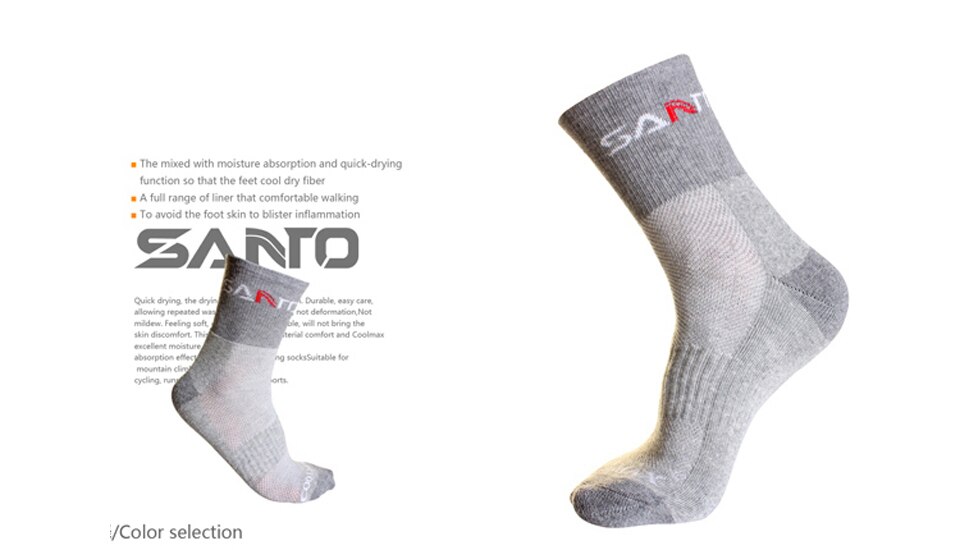 3 paar santo snel drogende herensokken voor buitensporten, wandelen, kamperen, fietsen, halfdikke hardloopsokken: Grijs