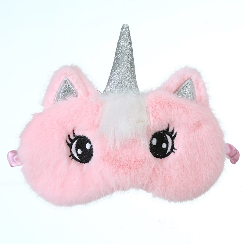 Cartoon Kids Unicorn Cute Student Girls Sleep Rest Eye Mask Portable Shade Cover Travel Relax Blindfolds Eyepatch: Pink eye