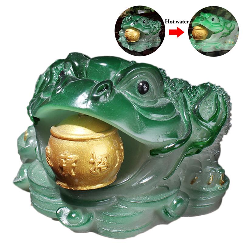 Kinesisk te kæledyr heldig tudse farve-skiftende bord ornament te bakke tilbehør: 2