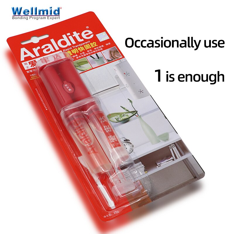 Araldite 5 Minutes Rapid Transparent AB Glue DIY Household Items Epoxy Adhesive Bonding Metal Plastic Ceramics Furniture Jewelry: 1Set Of 25g