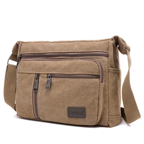 men messenger bags handbag single shoulder bag canvas material: Coffee