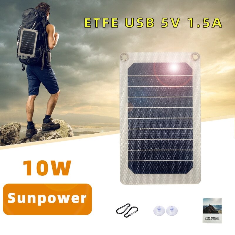 10W 6V Monokristallijn Silicium Zonnepaneel Mobiele Waterdichte Draagbare Zonnepaneel Voor Outdoor Camping