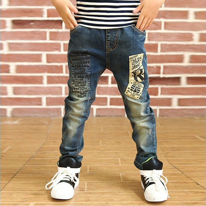 IENENS Children Boys Cotton Sports Clothing Pants Jeans Running Trousers Kids Children Denim Clothes Elastic Waist Bottoms